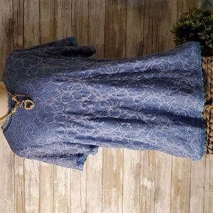 DG2 Diane Gilman Blue Lace Tunic Top sz L
